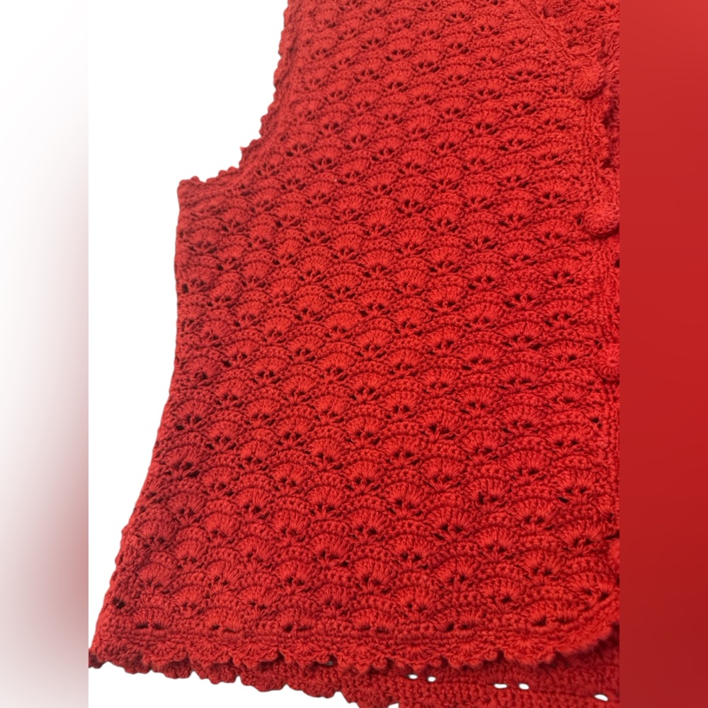 Lizsport Vintage Hand Crocheted Linen Cotton Vest Large - Picture 7 of 13